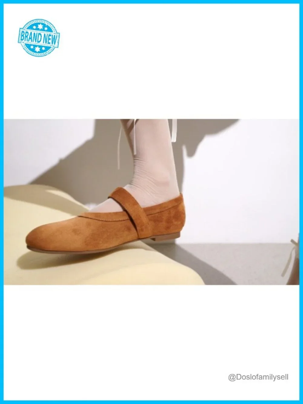 Mary Jane Flats Women PU Suede Memory Foam Comfortable Dressy Shoes